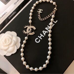 Chanel Pearl Necklace with Silver Accents